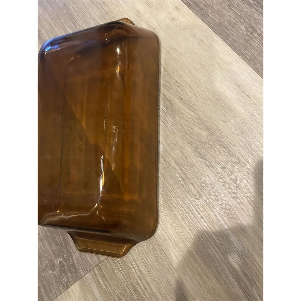 Anchor Hocking Bread Loaf Pan Amber 1 QT vintage
